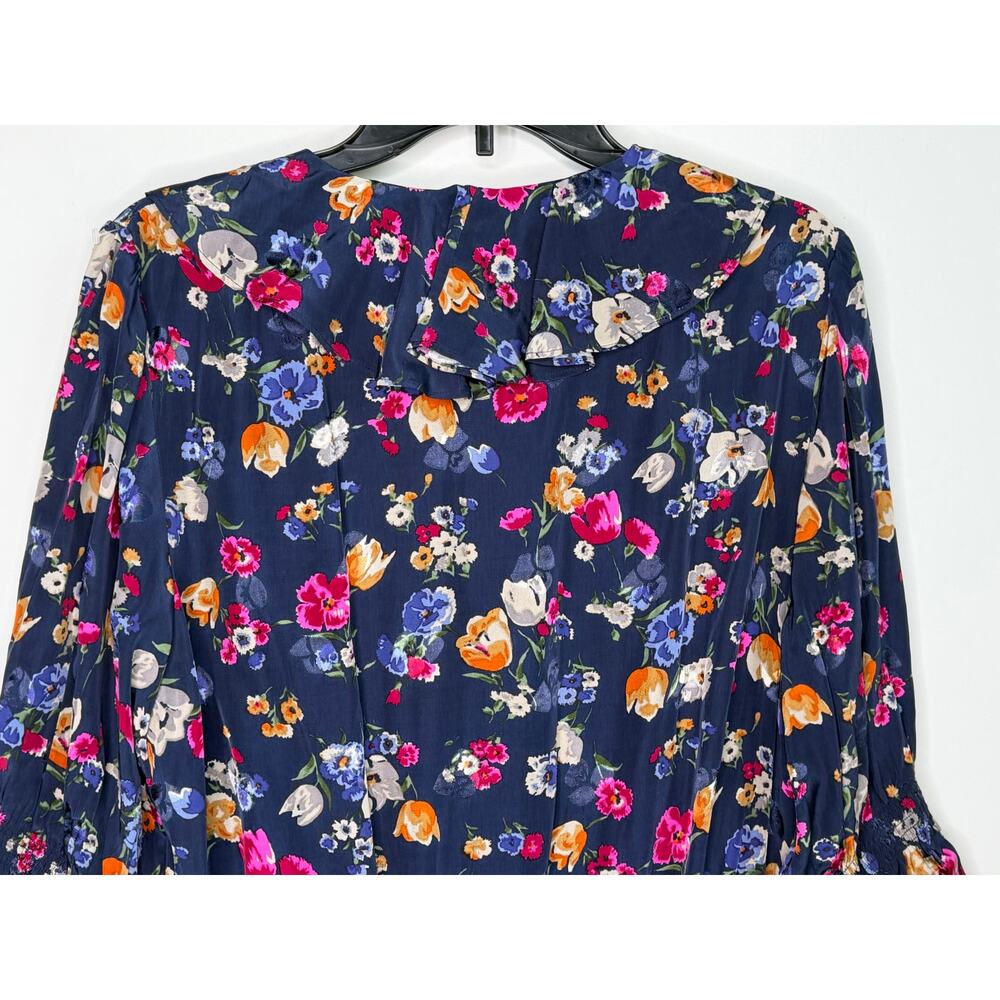 Lauren Ralph Lauren Shianete Floral Faux-Wrap Peplum Blouse Navy Floral Women L - Picture 12 of 14